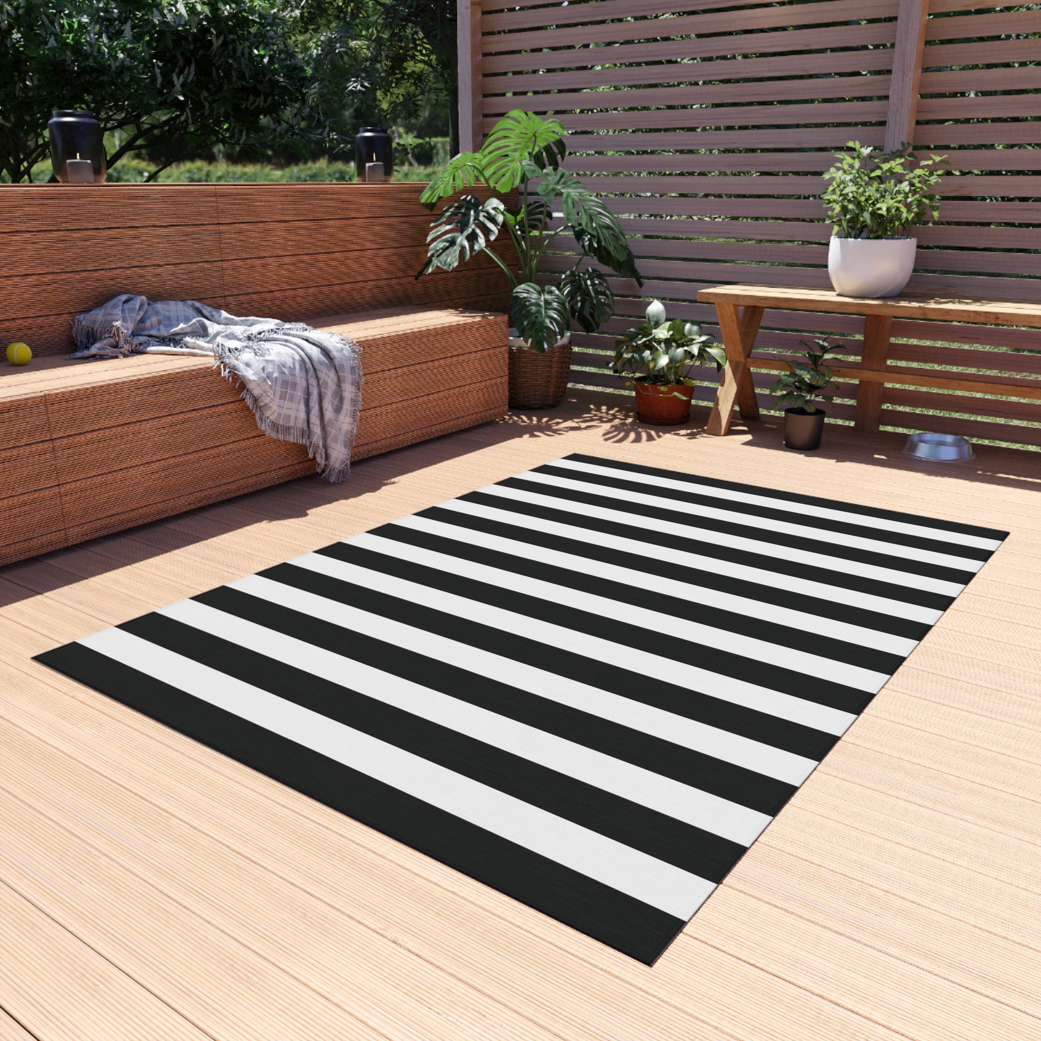 Large Stripe Outdoor Rug for Patio Outdoor Area Rug Weather Resistant