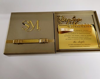 Acrylic Invitation Square Gold Box