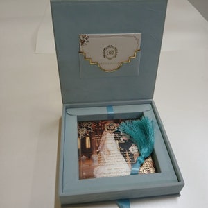 Sky Blue Velvet Acrylic Invitation Box