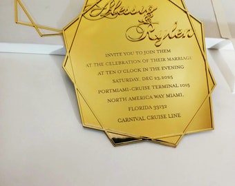 Golden Acrylic Invitation White Box