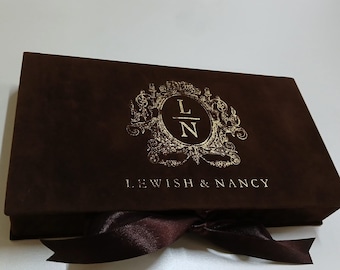 Brown Velvet Acrylic Invitation Box