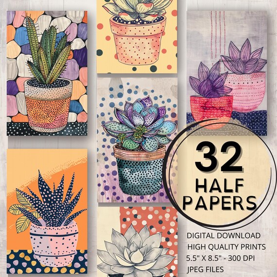 Cactus & Succulent Journal Half Papers Printable Page Scrapbooking Quirky  Plant Ephemera Art Collage Card Making Botanical Journal Supplies - Etsy  Israel