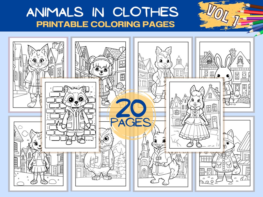 Anthropomorphic Animals in Clothes Coloring Pages 20 Printable Pages ...