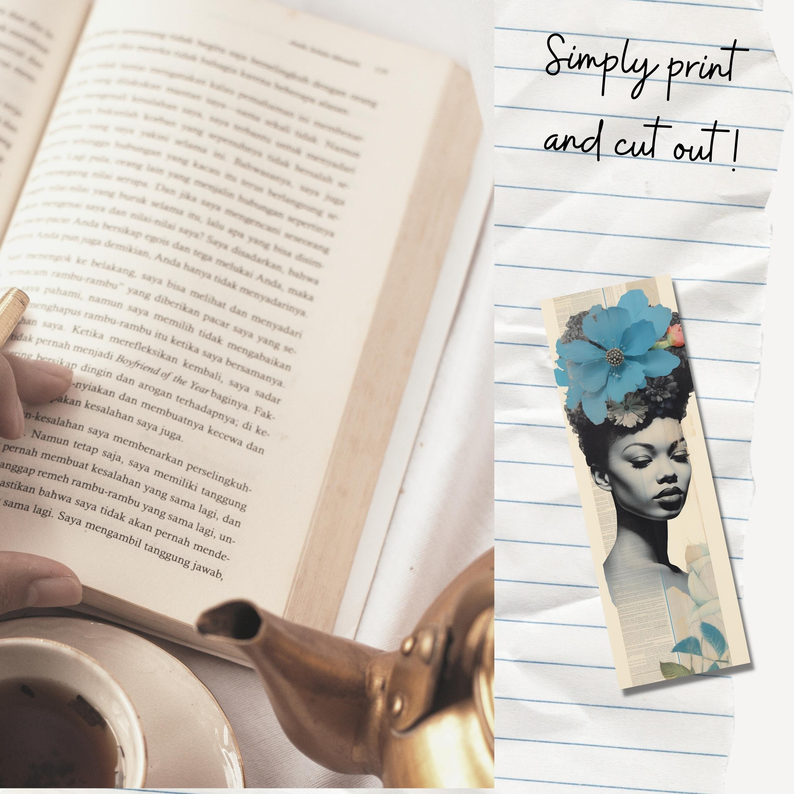 Woman Collage Bookmark Printable Bookmarks Female Art Floral Women ...