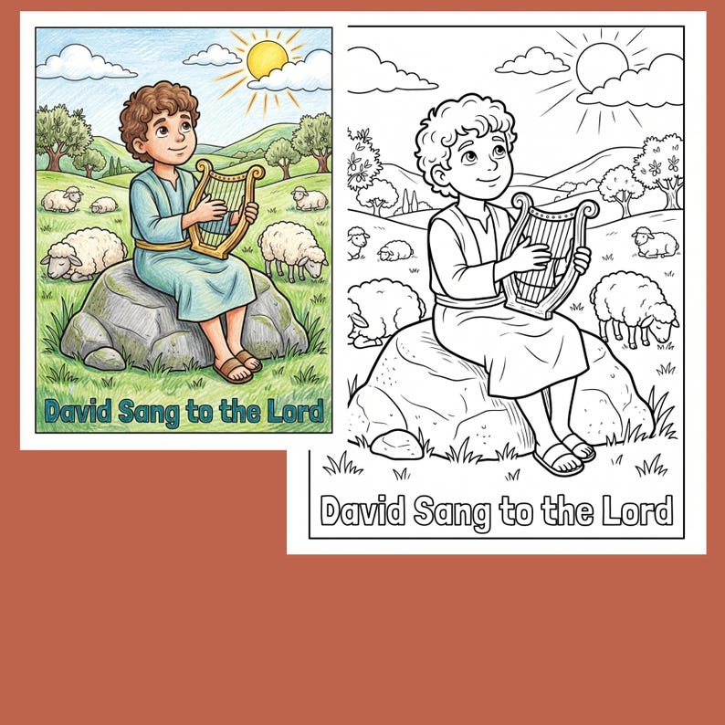 David and Goliath Coloring Pages, 14 Printable Bible Story Pages for ...