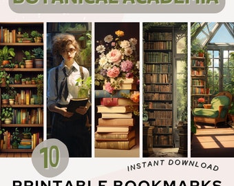 Marque-page botanique universitaire Marque-pages imprimables Marque-page botanique PNG PDF JPG Ensemble de marque-pages pour amoureux des livres Impression et découpe en téléchargement numérique