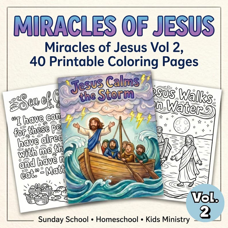 Miracles of Jesus Coloring Pages Vol 2 | Sunday School Printable ...