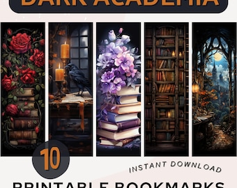 Dark Academia Marcador Imprimible Marcadores Dark Academy Marcador PNG PDF JPG Marcador Set Book Lover Regalo Impresión y Corte Descarga Digital