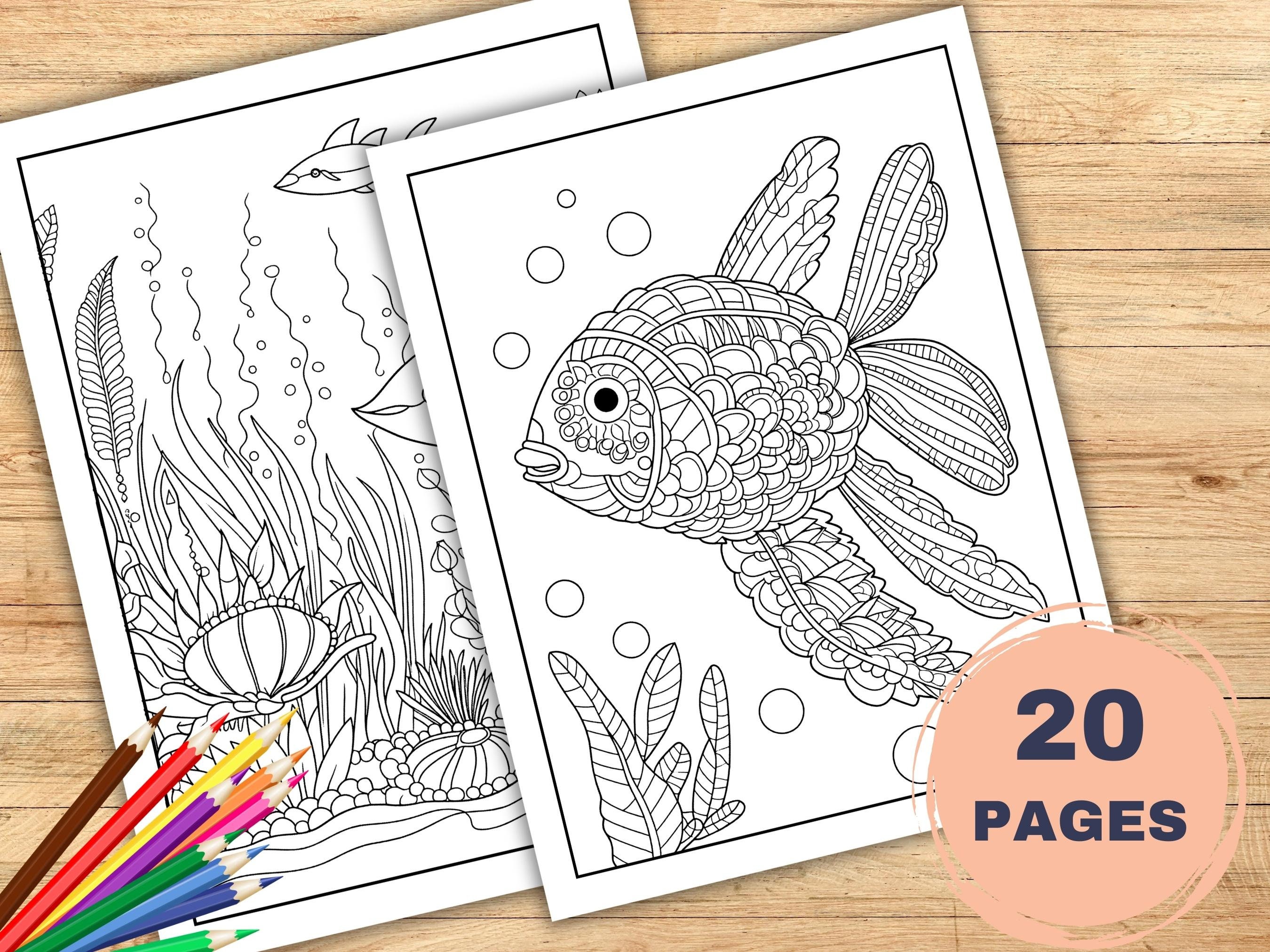 Ocean Sea Creatures Coloring Pages, 20 Printable Ocean Themed Coloring