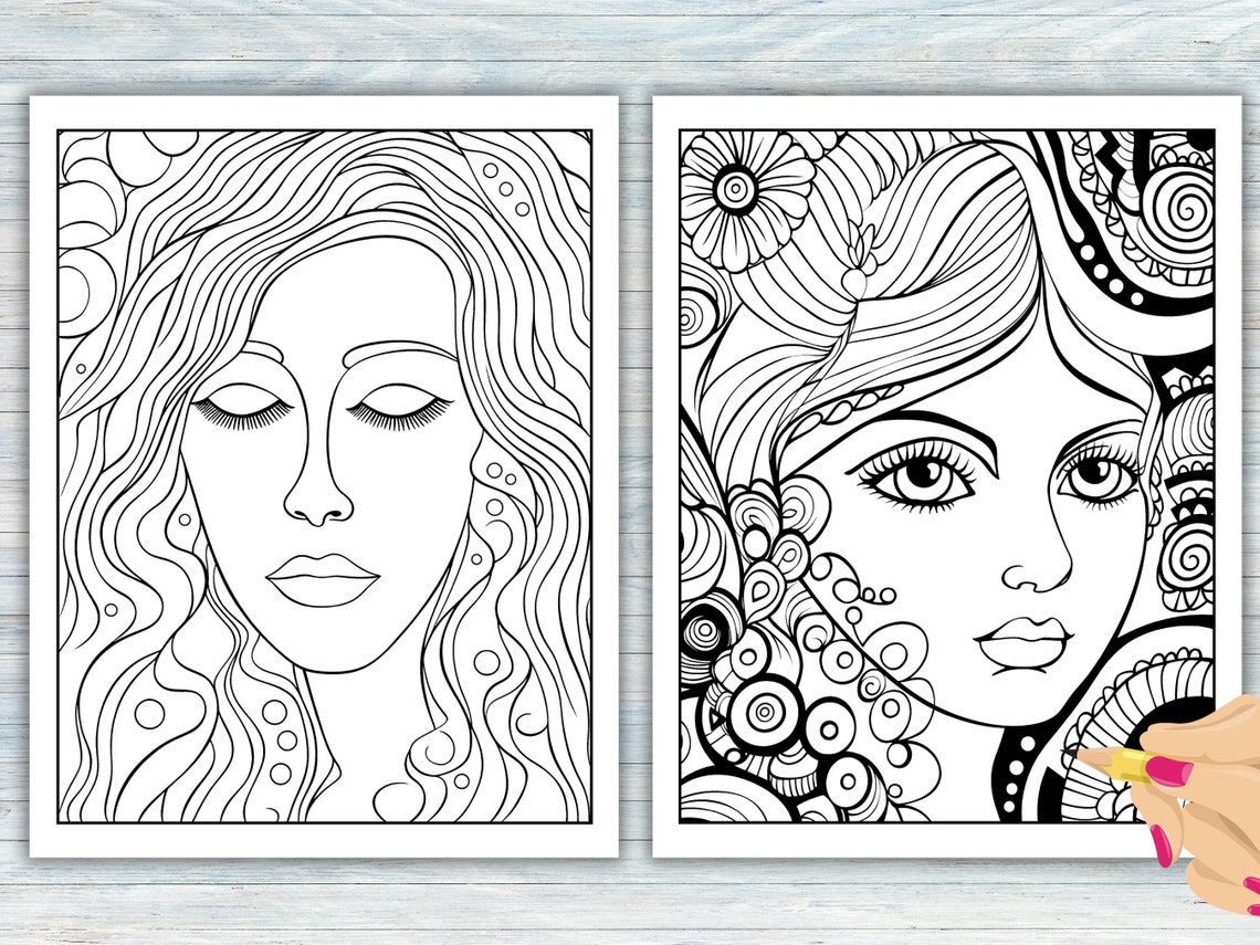 Abstract Girl Coloring Page, 5 Printable Coloring Pages, Abstract ...