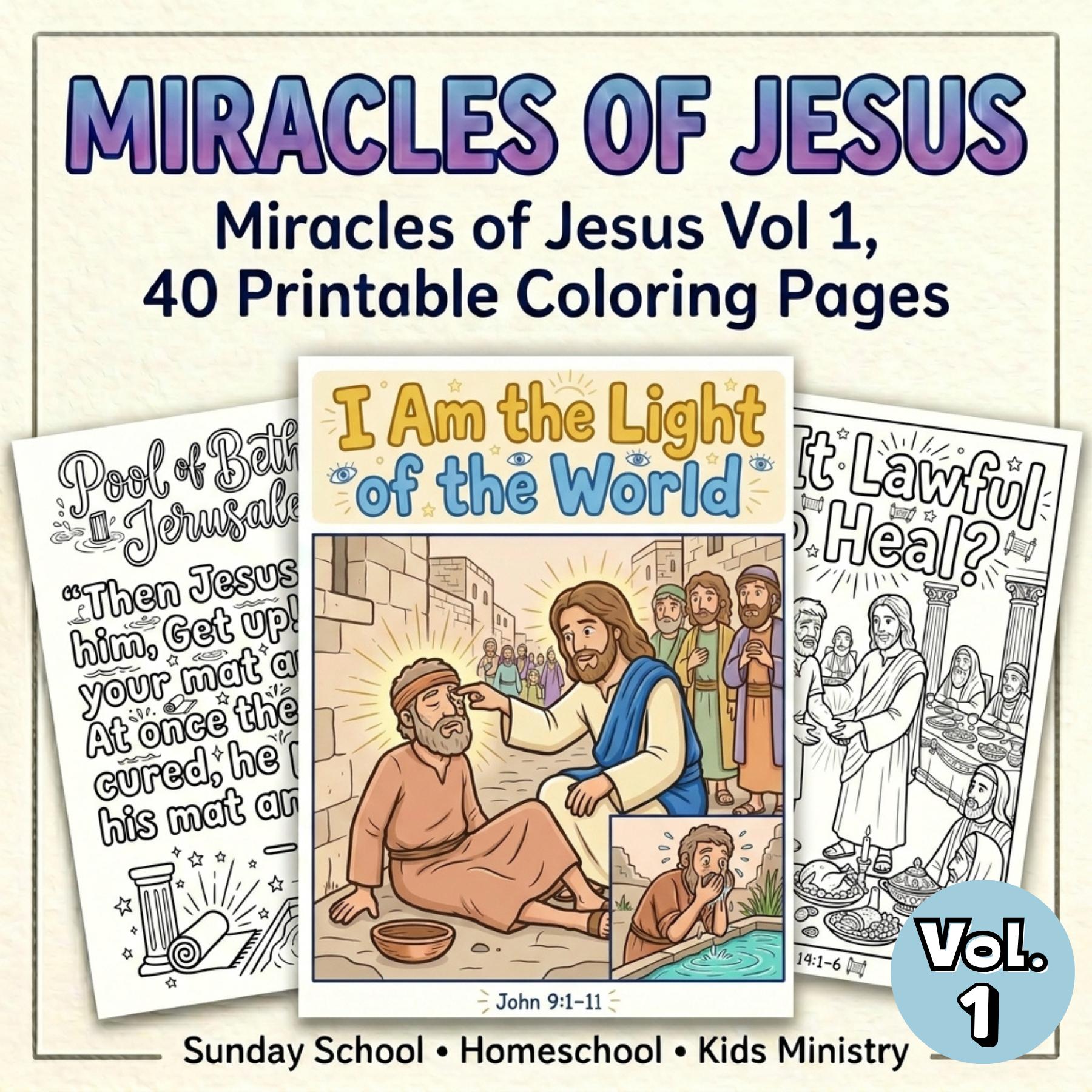 Miracles of Jesus Coloring Pages Vol 1 | Sunday School Printable ...