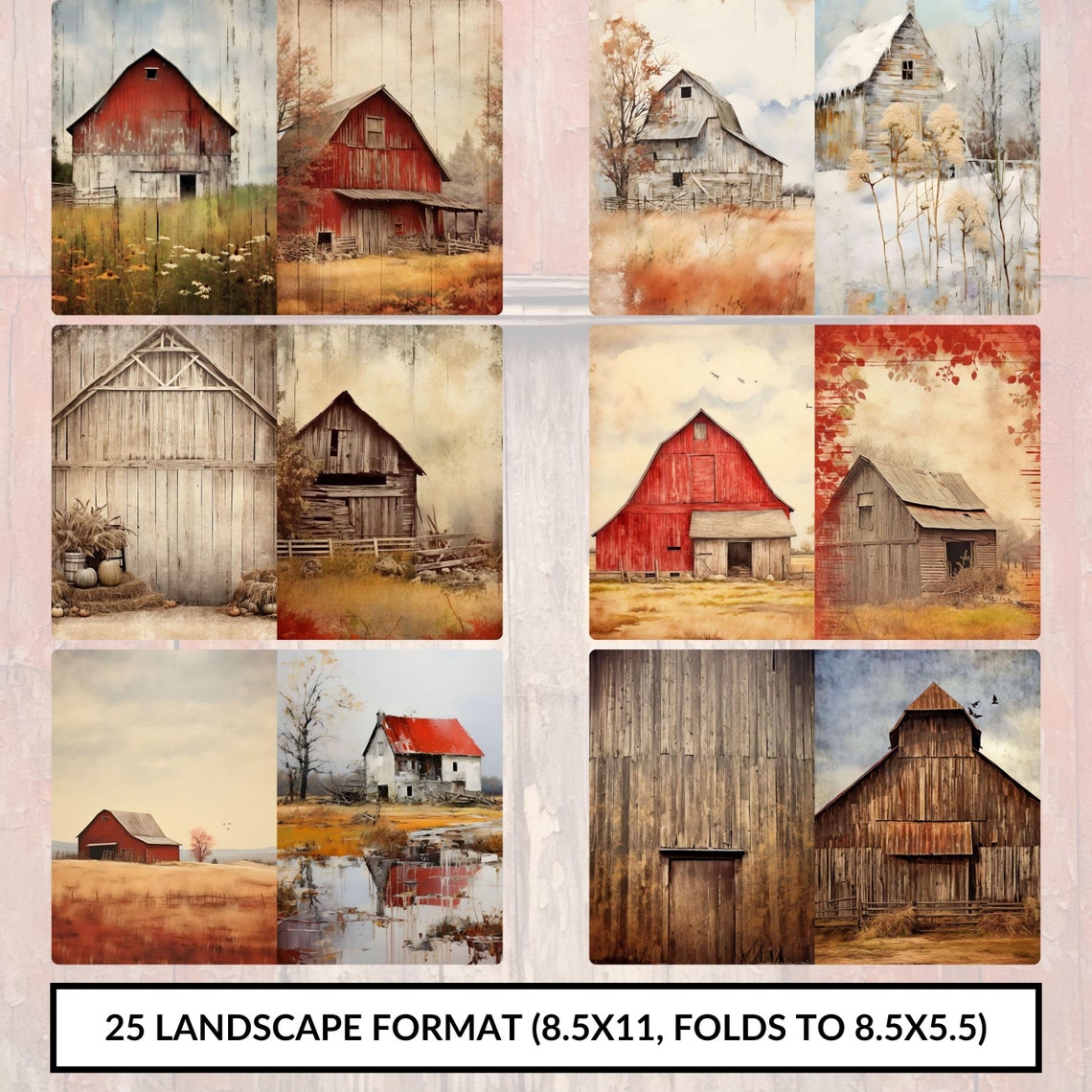 Barn Junk Journal Paper BIG BUNDLE Digital Papers Pack Collage ...
