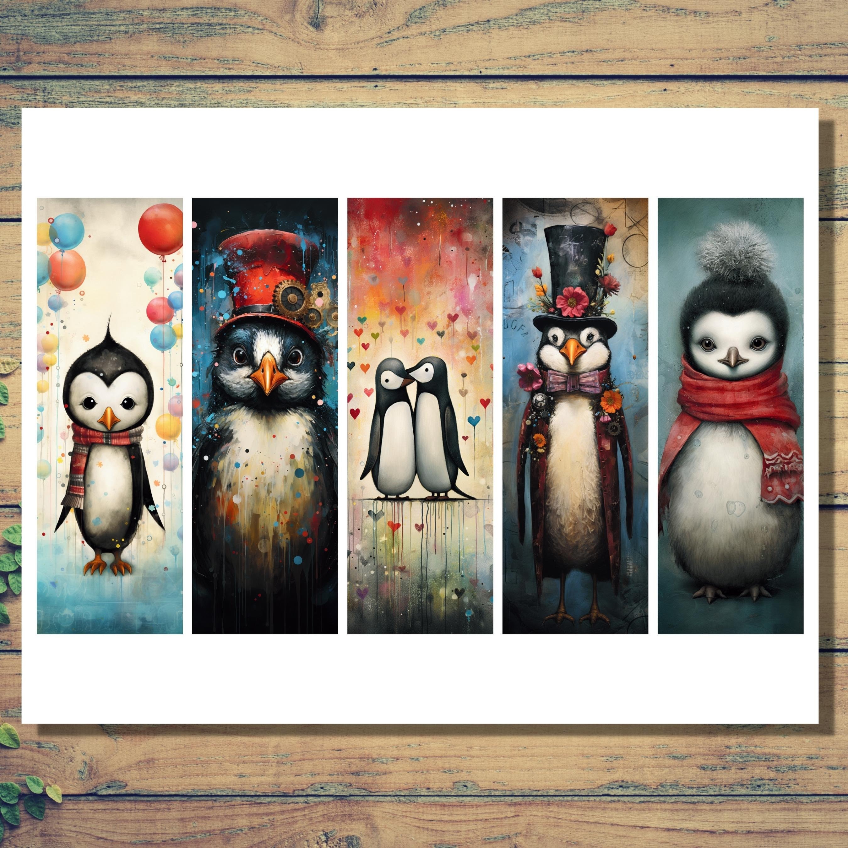 Penguin Bookmark Printable Bookmarks Whimsical Animal Bookmark - Etsy