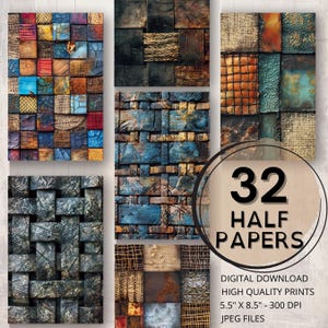 Tekstury Kolaż Mieszane media Abstrakcyjna sztuka Dziennik Połówki papieru Strony do druku Ephemera Scrapbooking Tworzenie kartek Artykuły do dziennika Art Junk