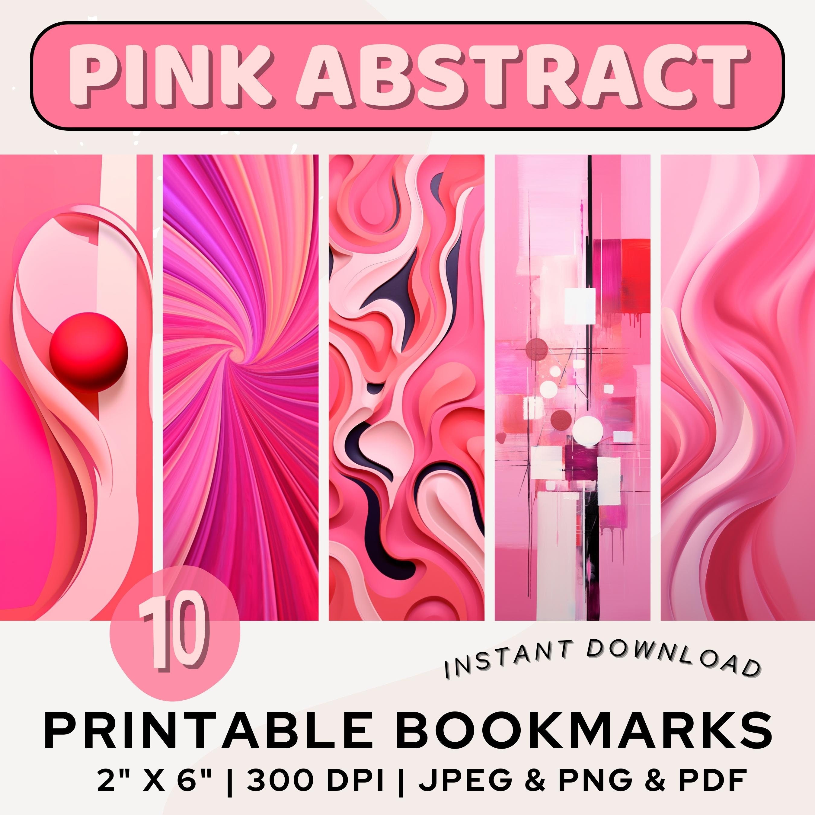Pink Abstract Bookmark Printable Bookmark Colorful Bookmark - Etsy