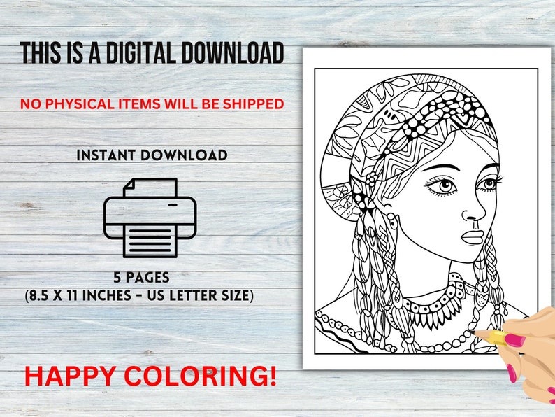 Abstract Girl Coloring Page, 5 Printable Coloring Pages, Abstract ...