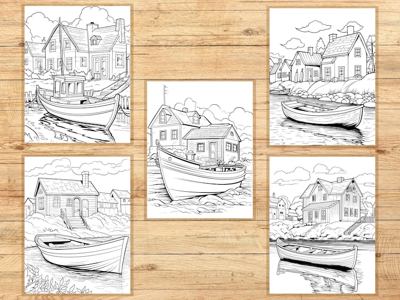 Boats Coloring Pages, 10 Printable Pages, PDF, JPEG, PNG, Nautical Sea ...