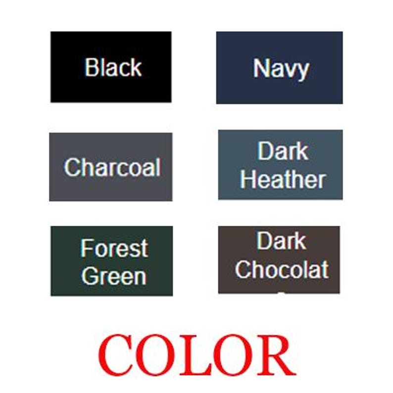 Pode incluir: Imagem mostrando amostras de cores rotuladas como "Preto", "Marinho", "Carv&atilde;o", "Mescla escura", "Verde floresta" e "Chocolate escuro". A palavra "COR" est&aacute; escrita em vermelho abaixo.