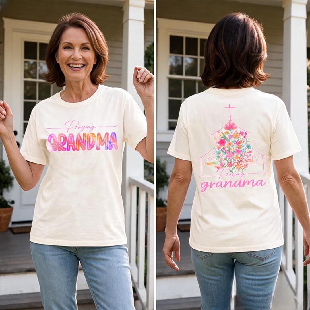 Praying Grandma Shirt, Christian Grandma Tee, Faith Based Floral Church ...