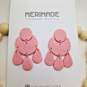 Pink clay earrings