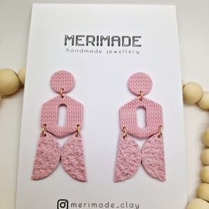 Pink clay earrings
