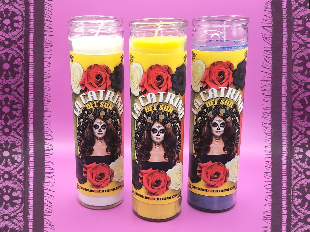 La Catrina Candle Mexican Prayer Candle Etsy