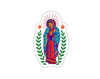 Adesivo da Virgem de Guadalupe | Decalque de Vinil de Nossa Senhora de Guadalupe | Adesivo Católico à Prova d'Água | Adesivo Religioso Mexicano | Presente de Fé