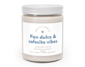 Pan Dulce & Cafecito Vibes Candle, Hispanic Inspired Candle | Mexican Funny Candle | Comfort Spice Scent | Hand-Poured Soy Wax