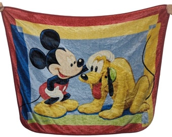 Manta polar vintage de Disney con Mickey Mouse y Pluto, suave y afelpada, 60x50