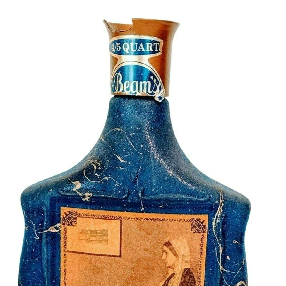 Vintage Jim Beam Whiskey 1968 Blue Whistlers Mother Empty Decanter