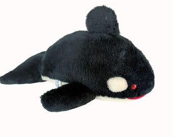 Sea World 1980 Shamu Orca Killer Whale Plush Toy Stuffed Animal 13"