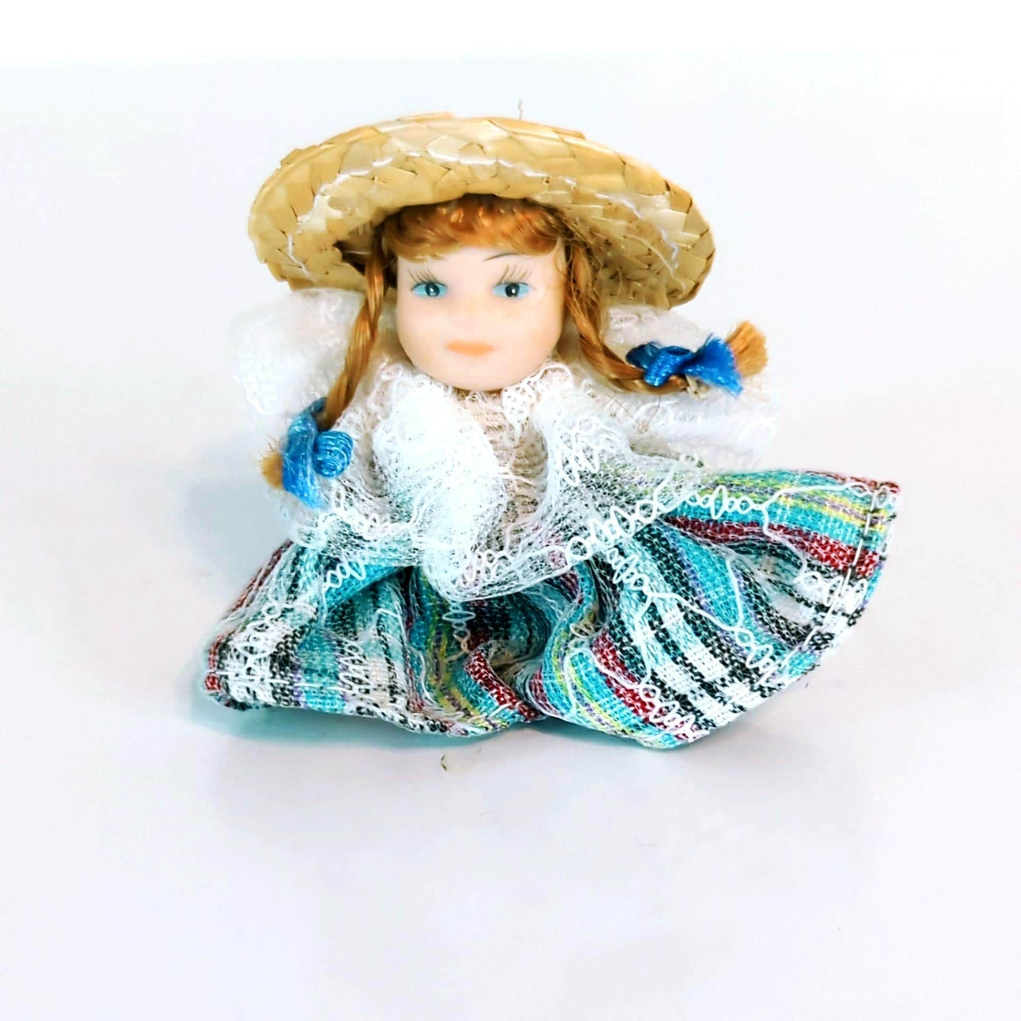 Chapeau Miniature Paille Tressée Pour Poupée Ancienne – Type Jumeau, Fleurs