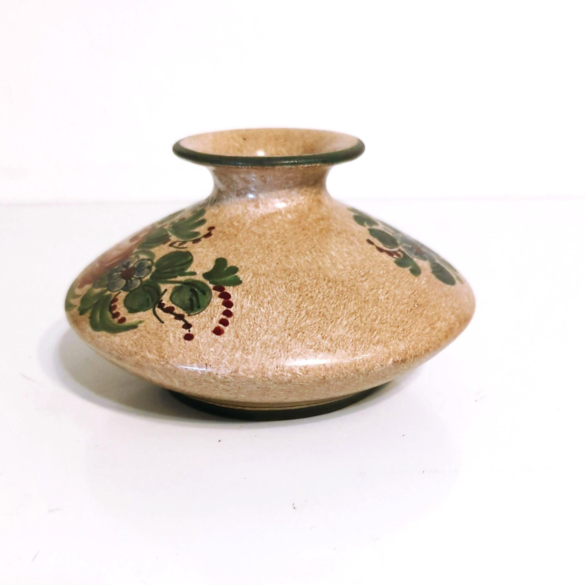 Biagioli Gubbio Vintage Italian Made Hand Painted Floral Pottery