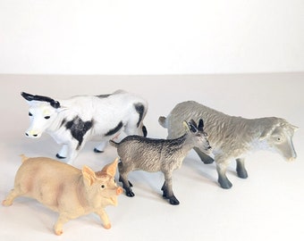 1991 Safari Ltd 1999 Toy Major Farm Animal Lot Porc Lait Vache Mouton Chèvre Enfant