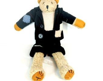 Vintage 13” Cocoa Brown Steiff Teddy Bear w/Button & Cloth Tag