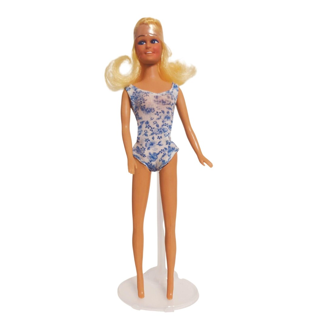 Vintage Shillman Mini Mod Fashion Doll Blonde Hair Blue Floral Swimsuit ...