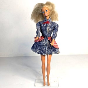 Vintage 1980s Barbie in 1990 Acid Wash Demin Dress
