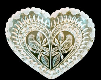 Collection Hofbauer Byrdes vintage, oiseau en cristal au plomb en forme de coeur, allemand