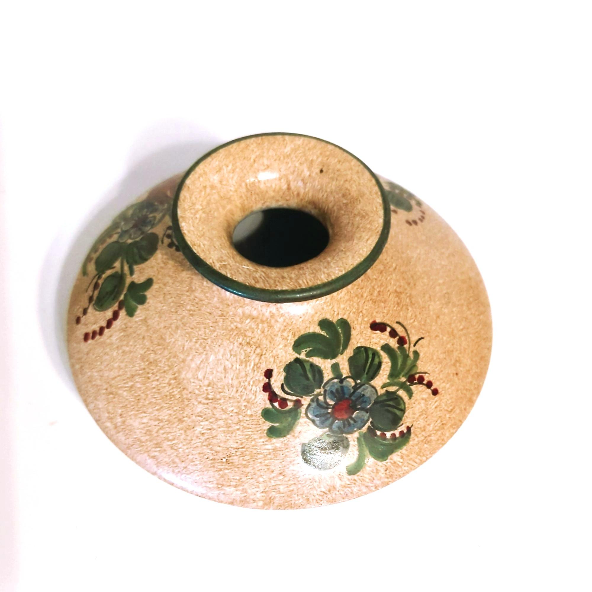 Biagioli Gubbio Vintage Italian Made Hand Painted Floral Pottery