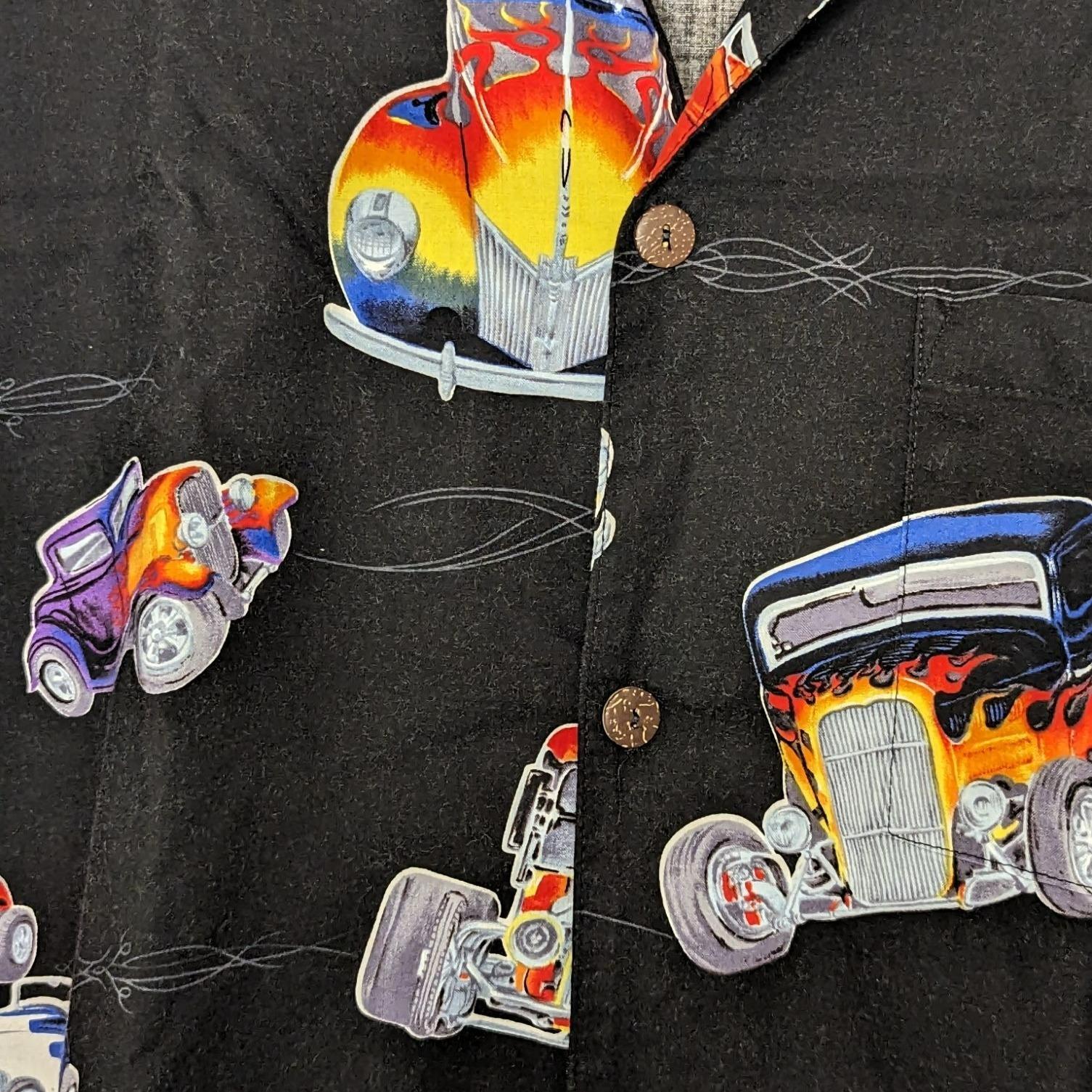Matt Rider Laguna Beach Vintage Button up Shirt Men's XL Hot Rods Black ...