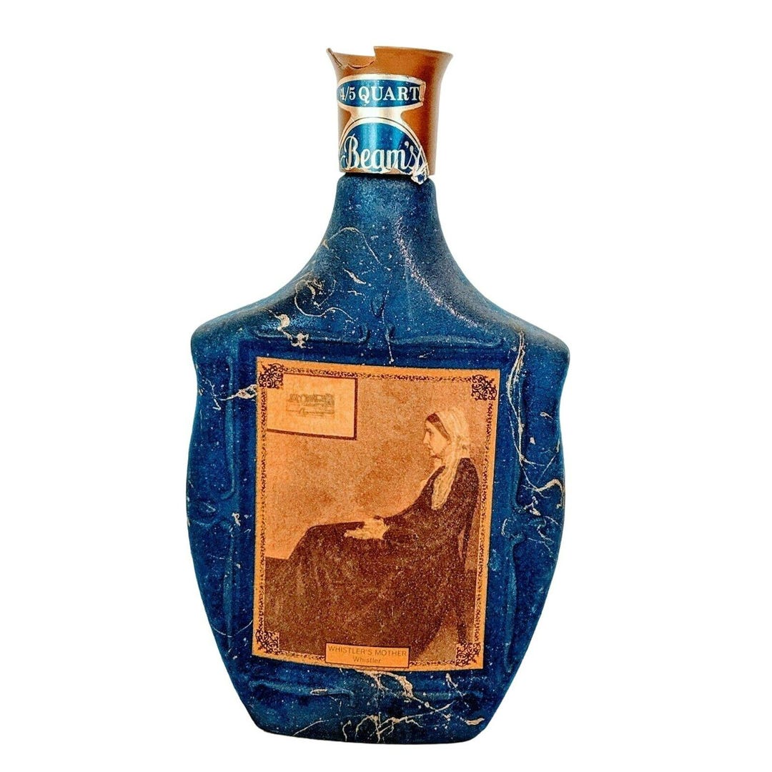 Vintage Jim Beam Whiskey 1968 Blue Whistlers Mother Empty Decanter