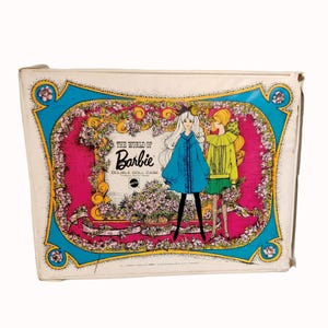 Vintage 1968 World of Barbie Double Doll Case With Floral Design White Blue