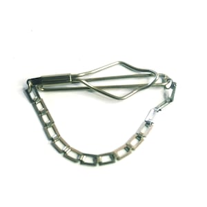 Vintage Silver-Tone Tie Pin Clip Bar With Chain