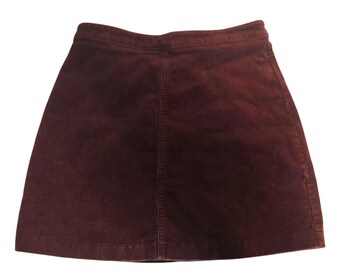 Minifalda de pana Forever 21 con cremallera trasera, color marrón, talla S para mujer.