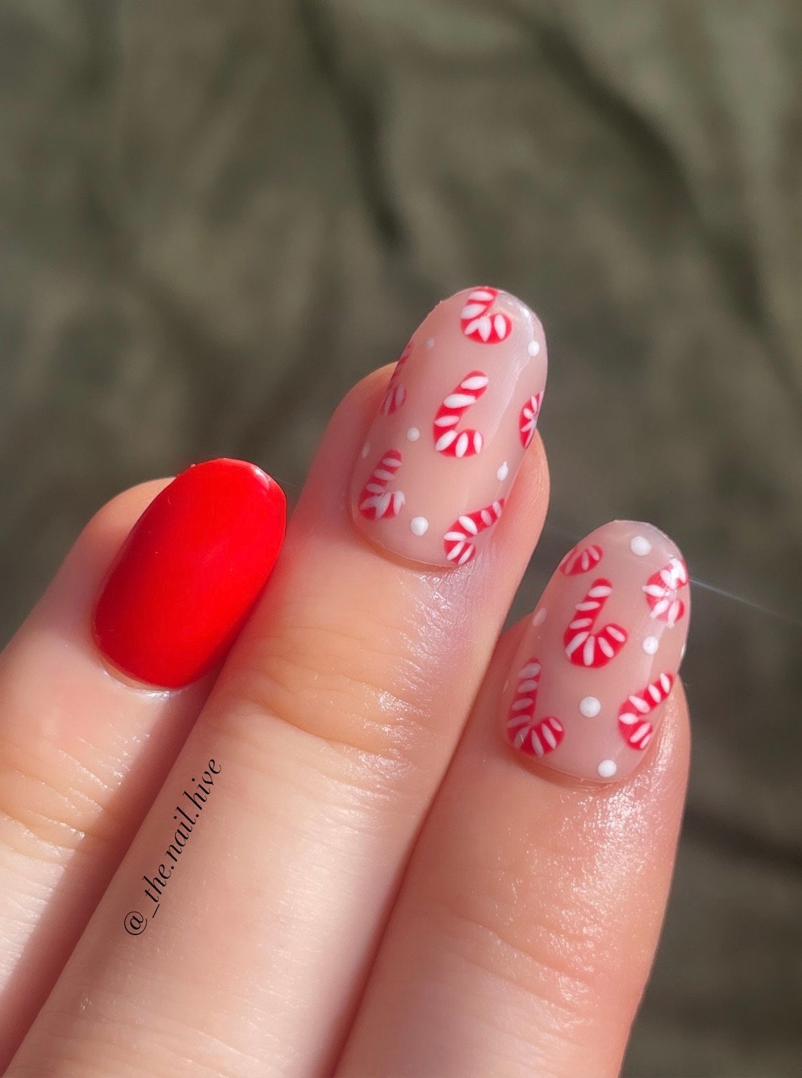 Christmas Candy Cane Christmas Nail Press Ons Christmas Nails Red Nails