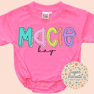 Girl Personalized Name Summer Bubble Romper