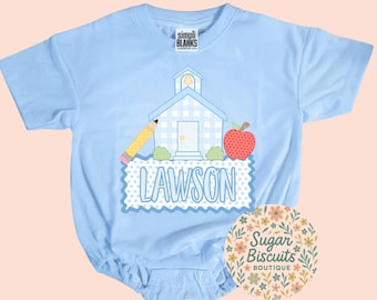 Personalized Back to School Baby Outfit, Custom Name School Romper, First Day of School Baby Shirt, Preschool Outfit, Kindergarten Baby