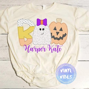 Girl Boo Halloween Faux Applique Infant Bubble Romper