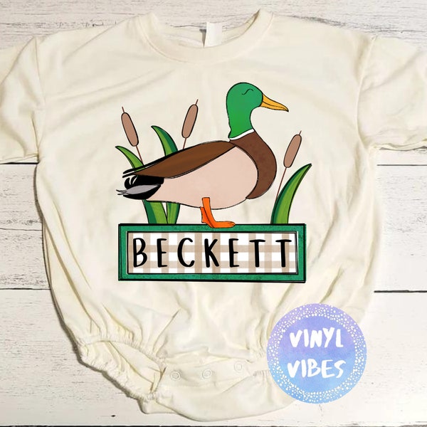 Boy Personalized Mallard Duck Hunting Bubble Romper