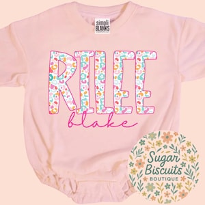 Personalized Baby Girl Romper, Custom Name Bodysuit, Leopard Name Baby Outfit, Baby Girl Clothes, Newborn Baby Gift, Baby Shower Gift